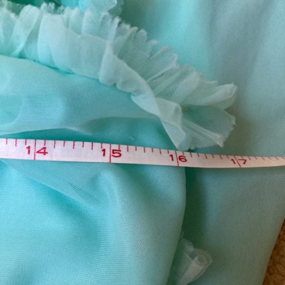 1950's Gotham Turquoise Nylon & Chiffon Nightie - Picture 11 of 13